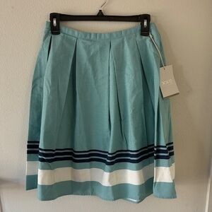 Jason Wu Teal A-Line Skirt with Navy and White Stripes
